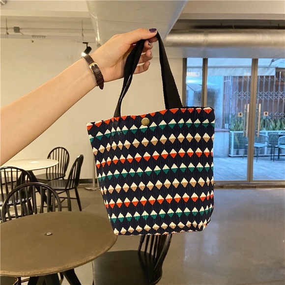 Handmade small picnic bag/ bento bag/ kids bag/ grocery bag - Picture 7 of 9